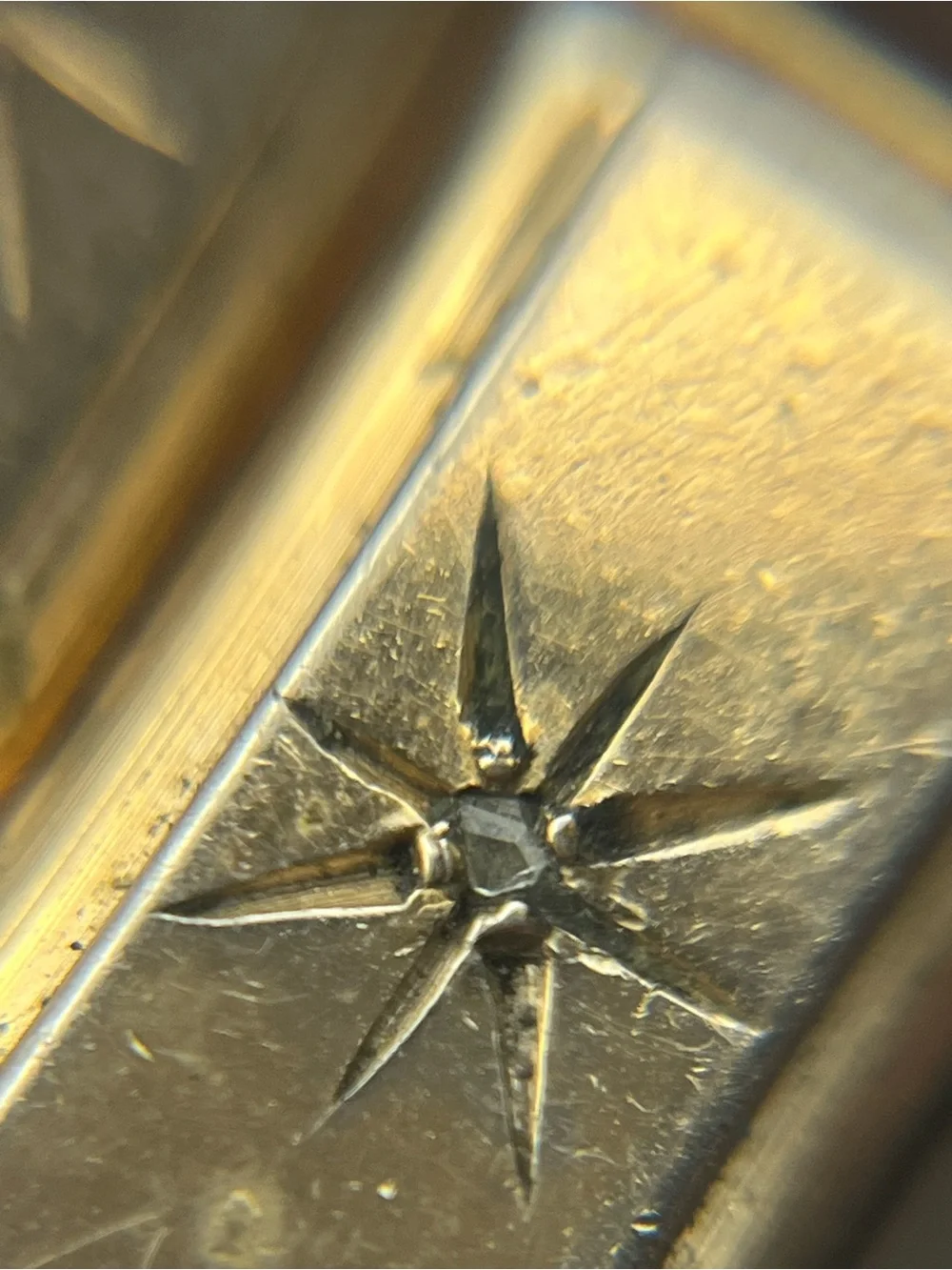 MCM atomic starburst Pioneer gold tone diamond chip vintage cufflinks 1960’s